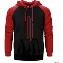 Z zepplin Skrillex Outline Kırmızı Renk Reglan Kol Kapşonlu Sweatshirt