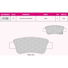 Grap Arka Fren Balatası Honda Cr-V 2.0 I-Vtec 07>12 / Cr-V 1.6 I-Dtec 12> - 94156