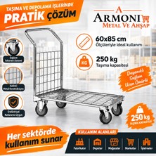 Armoni Metal Yük Taşıma Aracı 60X85 Cm-Koli Taşıma Aracı Galvaniz Kaplama