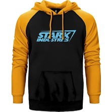 Z zepplin Stark Industries Sarı Renk Reglan Kol Kapşonlu Sweatshirt