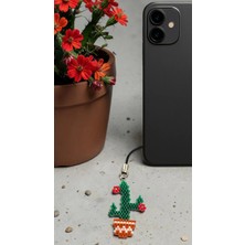 Seard Miyuki Boncuk El Yapımı Kırmızı Çiçekli Kaktüs Telefon Çarmı - Charm