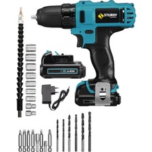 Sturdy 58V 6AH Lıon Çift Akülü Turbo Şarjlı Vidalama Matkap 27 Parça Uç Setli