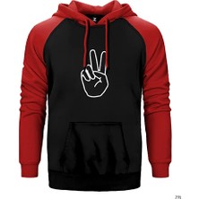 Z zepplin Peace Barış Kırmızı Renk Reglan Kol Kapşonlu Sweatshirt