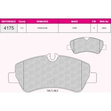 Grap Arka Fren Balatası Transıt Custom V362-V363 12> (Arka Tek Teker) - 94175