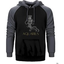 Z zepplin Kova Burç Retro Gri Renk Reglan Kol Kapşonlu Sweatshirt