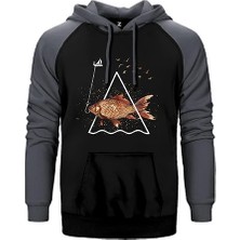 Z zepplin Balık Gri Renk Reglan Kol Kapşonlu Sweatshirt