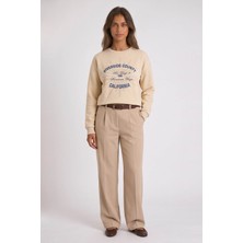 Fashion Friends Taşlı Bej Kadın Sweatshirt 26K0228K1