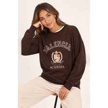 Fashion Friends Baskılı Kahverengi Kadın Sweatshirt 26K0048K1
