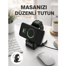 Str Store Kablosuz Şarjlı Dijital Masa Saati – 3 Parlaklık Seviyeli Led, Hızlı Şarj Yeni Nesil