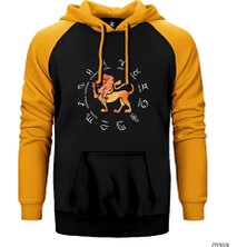 Z zepplin Aslan Burcu Modern Sarı Renk Reglan Kol Kapşonlu Sweatshirt