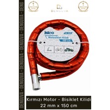 Denguva #kilit Zırhlı Çelik Spiral Gövde Güvenli Scooter Kırmızı Motor Bisiklet Kilidi 22 mm x 150 cm
