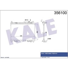 KALE RADYATÖR Kale Radyator Kale Su Radyatoru (Ford Fıesta B-Max 1.25 1.4 1.6 08- Benzinli)