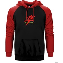Z zepplin Hayabusa Logo Kırmızı Renk Reglan Kol Kapşonlu Sweatshirt