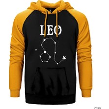 Z zepplin Aslan Burcu Yıldız Haritası Sarı Renk Reglan Kol Kapşonlu Sweatshirt