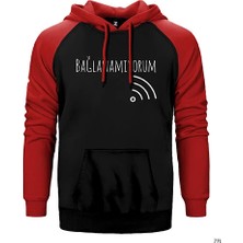 Z zepplin Bağlanamıyorum Kırmızı Renk Reglan Kol Kapşonlu Sweatshirt