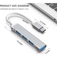 Str Store Type-C USB Çoklayıcı Hub | 1x USB 3.0 + 3x USB 2.0 | Yüksek Hızlı Dönüştürücü Adaptö