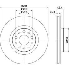 Hella Pagid Hella Pagıd Fren Diski Ön Havali 281MM (Fiat Egea 15-) Hll-8dd 355 132-131