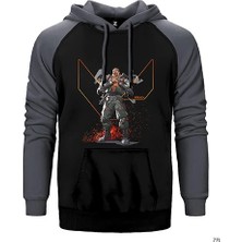 Z zepplin Valorant Breach Gri Renk Reglan Kol Kapşonlu Sweatshirt