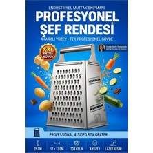 Creatividad Solutions Endüstriyel Xxl 4 Taraflı Kutulu 18/10 304 Paslanmaz Çelik Şef Rendesi Profesyonel Şeflerin Tercihi 25 cm 723683
