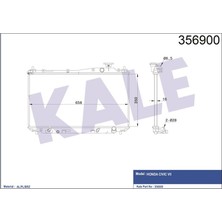 KALE RADYATÖR Kale Radyator Kale Motor Su Radyatoru Honda Cıvıc 2001-2006 Otomatık Vıtes (350×658×16)