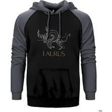 Z zepplin Buğa Burç Retro Gri Renk Reglan Kol Kapşonlu Sweatshirt