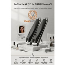 Creatividad Solutions Paslanmaz Çelik Tırnak Makası Ergonomik Profesyonel El Ayak Tırnak Kesici Yerleşik Törpülü Manikür Pedikür Törpüsü 723644