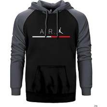 Z zepplin Air Jordan Line Gri Renk Reglan Kol Kapşonlu Sweatshirt