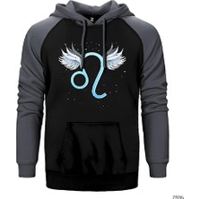Z zepplin Aslan Burcu İkon Gri Renk Reglan Kol Kapşonlu Sweatshirt