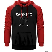 Z zepplin Akrep Burcu Yıldızlar Kırmızı Renk Reglan Kol Kapşonlu Sweatshirt