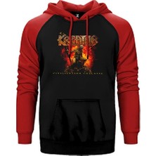 Z zepplin Kreator Civilization Collapse Kırmızı Renk Reglan Kol Kapşonlu Sweatshirt