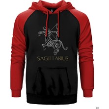Z zepplin Yay Burç Retro Kırmızı Renk Reglan Kol Kapşonlu Sweatshirt