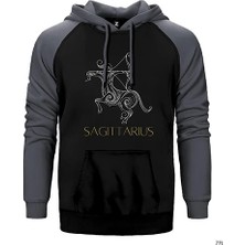 Z zepplin Yay Burç Retro Gri Renk Reglan Kol Kapşonlu Sweatshirt