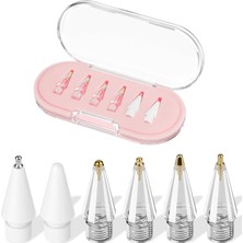 Str Store Apple Pencil Yedek Kalem Ucu – 1. ve 2. Nesil, Pro, Usb-C Uyumlu, Şeffaf Saklama Kutulu Set (6'lı) (Pembe)