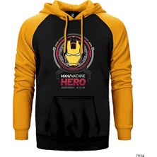 Z zepplin Iron Man The Invincible Sarı Renk Reglan Kol Kapşonlu Sweatshirt