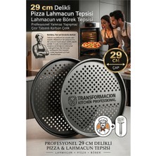 Creatividad Solutions Profesyonel Delikli Pizza Tepsisi 29 cm - Yanmaz Yapışmaz Çıtır Tabanlı Karbon Çelik Lahmacun ve Börek Tepsisi 723695