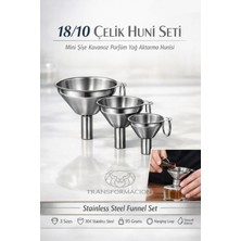 Creatividad Solutions   3lü Çelik Huni Seti Mini Şişe Kavanoz Parfüm Yağ Aktarma Hunisi Paslanmaz 18/10 304 Kalite 723450
