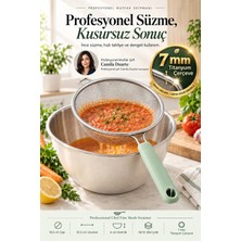 Creatividad Solutions Endüstriyel Titanyum 7 mm Çerçeveli Ince Gözenekli Tel Süzgeç Kevgir Profesyonel Şef Tipi 18/10 304 Paslanmaz Çelik 18.5 cm 723686