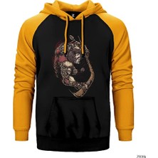 Z zepplin Ninja Turtles Casey Jones Çift Renk Reglan Kol Sweatshirt / Hoodie