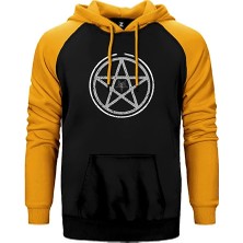 Z zepplin Baphomet Pentagram Sarı Renk Reglan Kol Kapşonlu Sweatshirt