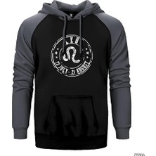 Z zepplin Aslan Burcu Tarih Gri Renk Reglan Kol Kapşonlu Sweatshirt