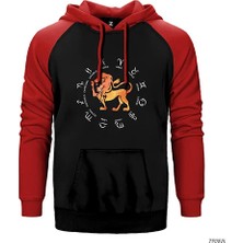 Z zepplin Aslan Burcu Modern Kırmızı Renk Reglan Kol Kapşonlu Sweatshirt