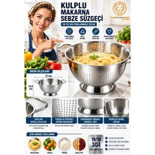 Creatividad Solutions Kulplu Ayaklı Derin Mutfak Süzgeci 21X14 cm - Pirinç Makarna Sebze Yıkama Süzgeci Evye Içi  Çelik Kevgir  18/10 Sus 304 Paslanmaz Çelik 723764