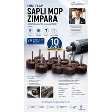 Creatividad Solutions 10 Lu Mini Flap Saplı Mop Zımpara Gravür Dremel Uyumlu Çapak Alma Zımparası  31.5X10X3.17MM  723587