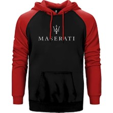 Z zepplin Maserati Logo Kırmızı Renk Reglan Kol Kapşonlu Sweatshirt