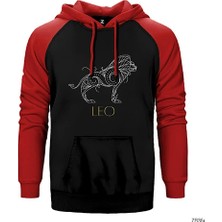 Z zepplin Aslan Burç Retro Kırmızı Renk Reglan Kol Kapşonlu Sweatshirt