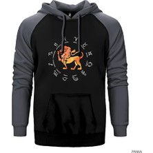 Z zepplin Aslan Burcu Modern Gri Renk Reglan Kol Kapşonlu Sweatshirt