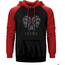 Z zepplin Ikizler Burç Retro Kırmızı Renk Reglan Kol Kapşonlu Sweatshirt