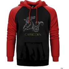 Z zepplin Oğlak Burç Retro Kırmızı Renk Reglan Kol Kapşonlu Sweatshirt