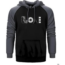 Z zepplin Photographer Fotoğrafçı Aşkı Gri Renk Reglan Kol Kapşonlu Sweatshirt