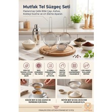 Creatividad Solutions Mutfak Tel Süzgeç Seti 3'lü (5-7-8 Cm) - Paslanmaz Çelik  Bitki Çayı, Kahve, Kokteyl Süzme ve Un Eleme Aparatı 723378